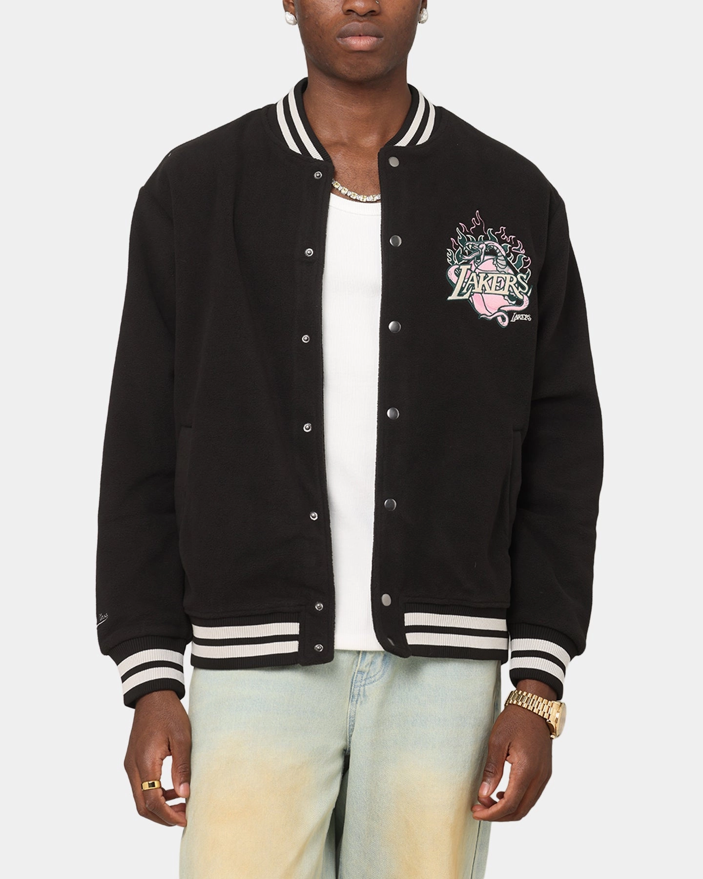 Grid Backlined Interior Mitchell & Ness Los Angeles Lakers Champions Jacket Black