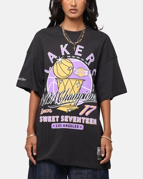 Premium Cotton Blend Mitchell & Ness Los Angeles Lakers Champions Report "Champ Pack" T-Shirt Faded Black