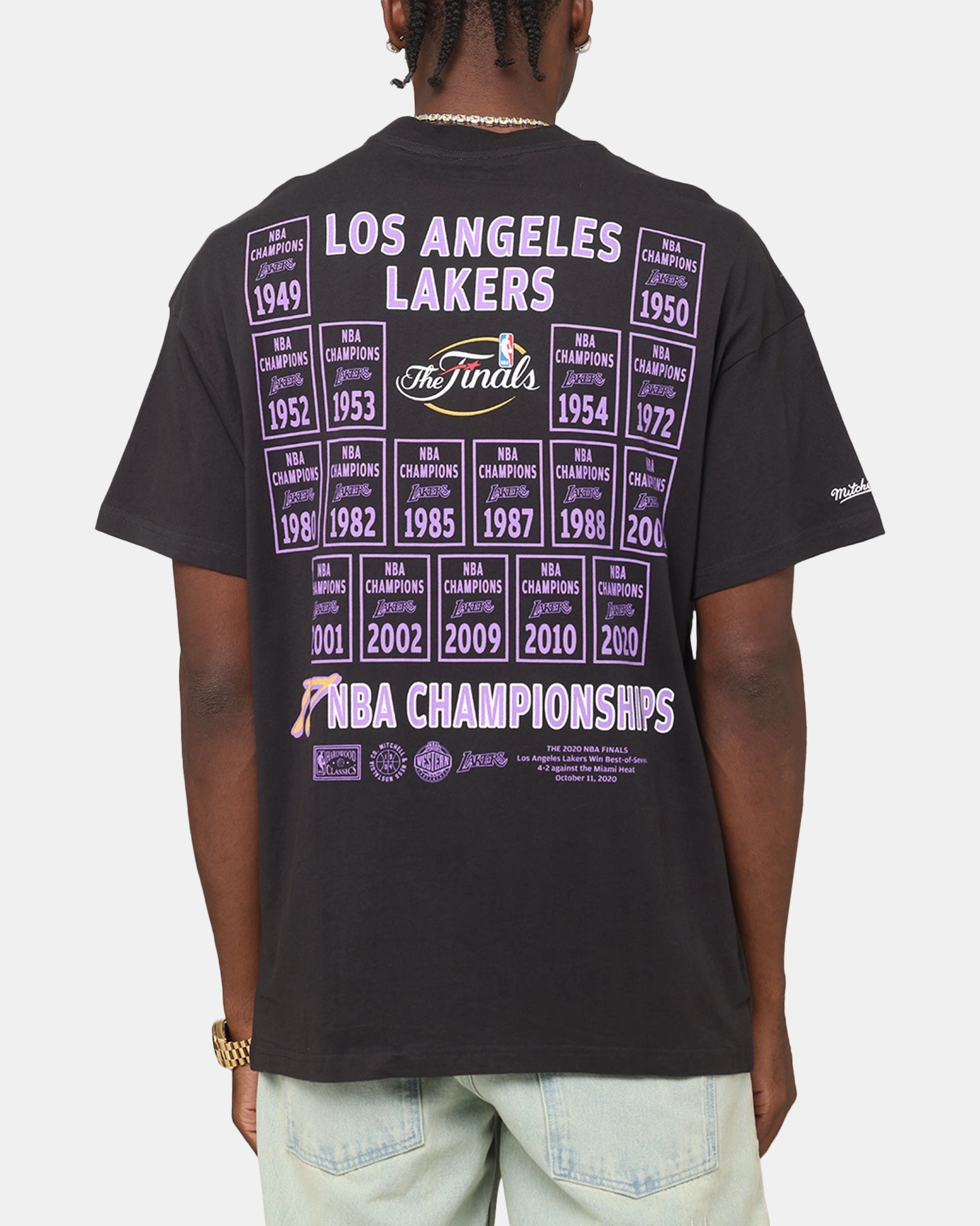 Mitchell & Ness Los Angeles Lakers Champions Report "Champ Pack" T-Shirt Faded Black Ultra Soft Texture