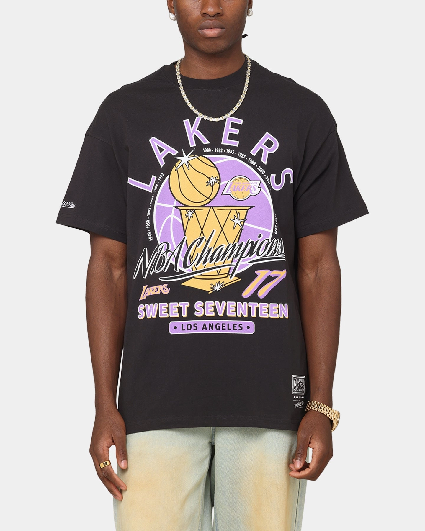 Mitchell & Ness Los Angeles Lakers Champions Report "Champ Pack" T-Shirt Faded Black back to school Urban Fashion