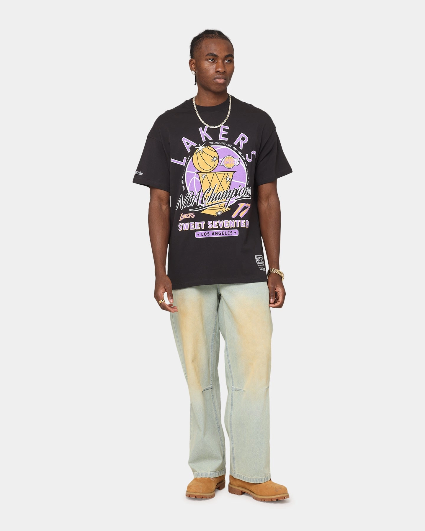 Leather combination Cozy Layers Mitchell & Ness Los Angeles Lakers Champions Report "Champ Pack" T-Shirt Faded Black