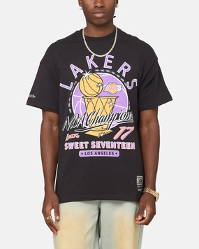 Mitchell & Ness Los Angeles Lakers Champions Report "Champ Pack" T-Shirt Faded Black back to school Urban Fashion