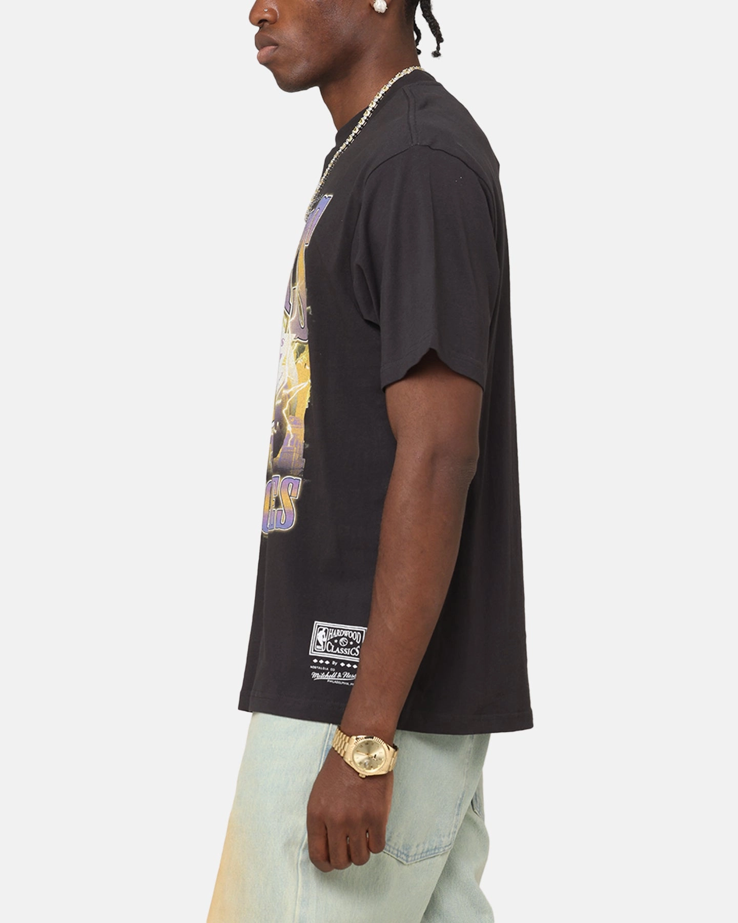 Cool Style Comfortable Touch Mitchell & Ness Los Angeles Lakers City Strike T-Shirt Faded Black