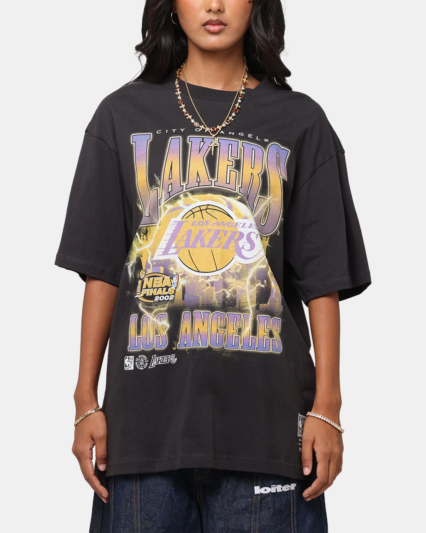 Mitchell & Ness Los Angeles Lakers City Strike T-Shirt Faded Black All-Day Wear Smart Fit