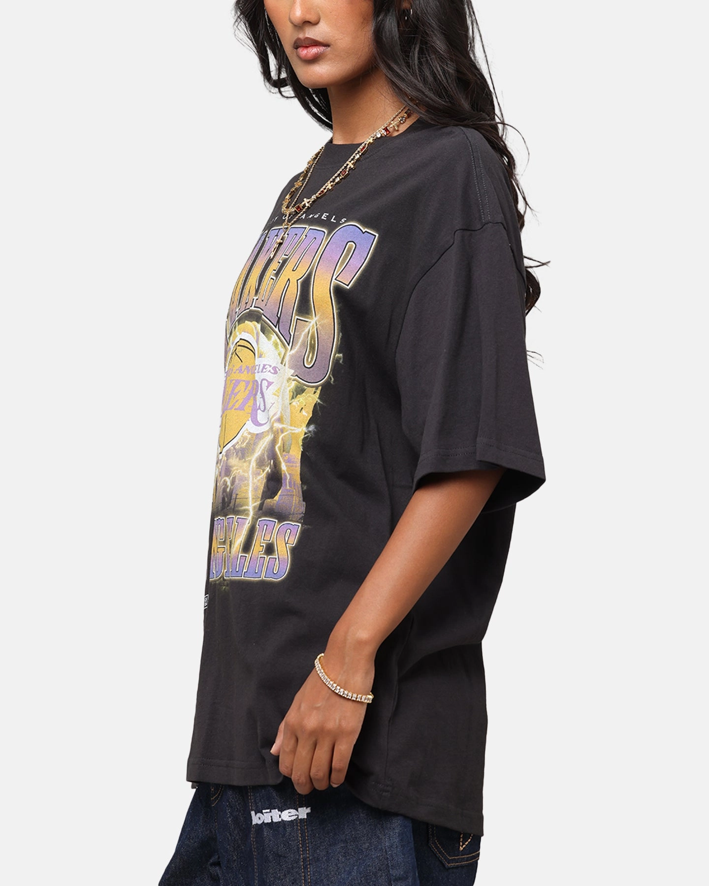 Bold Look Mitchell & Ness Los Angeles Lakers City Strike T-Shirt Faded Black