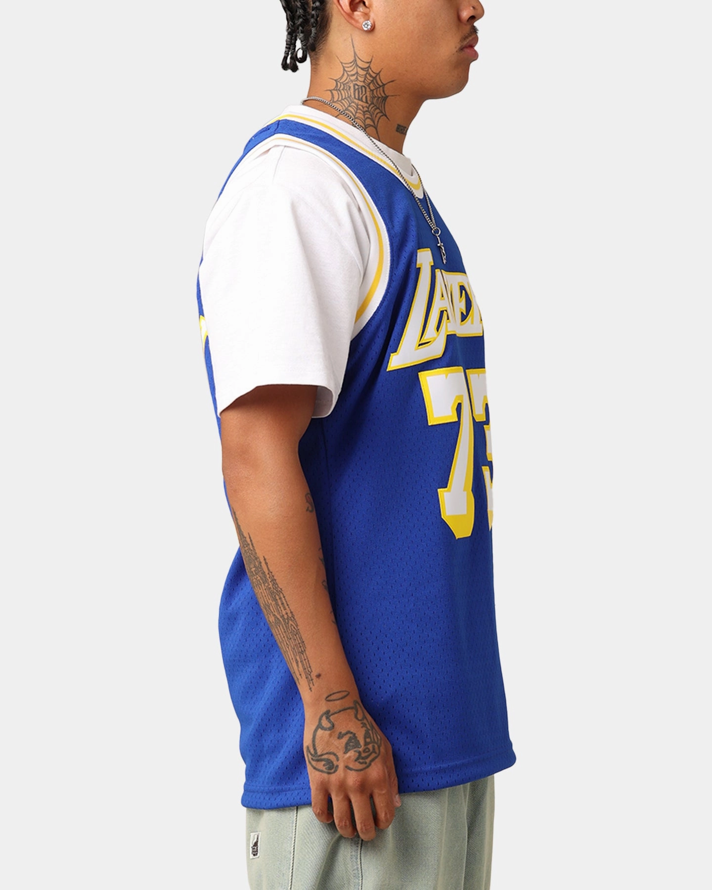 Mitchell & Ness Los Angeles Lakers Dennis Rodman '98-99 College Twist Swing Jersey Blue/Yellow Laser Cut Vents Ventilated Back Panels