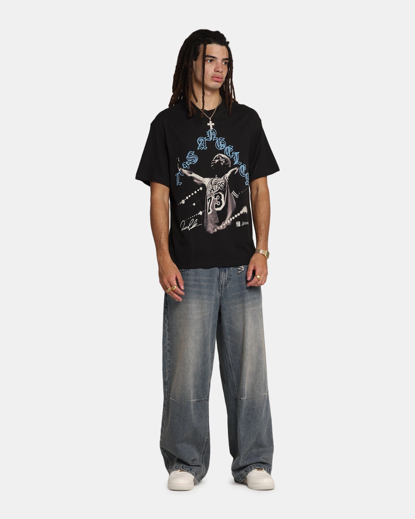 Running Gear Best Seller Mitchell & Ness Los Angeles Lakers Dennis Rodman Xray Glow T-Shirt Black