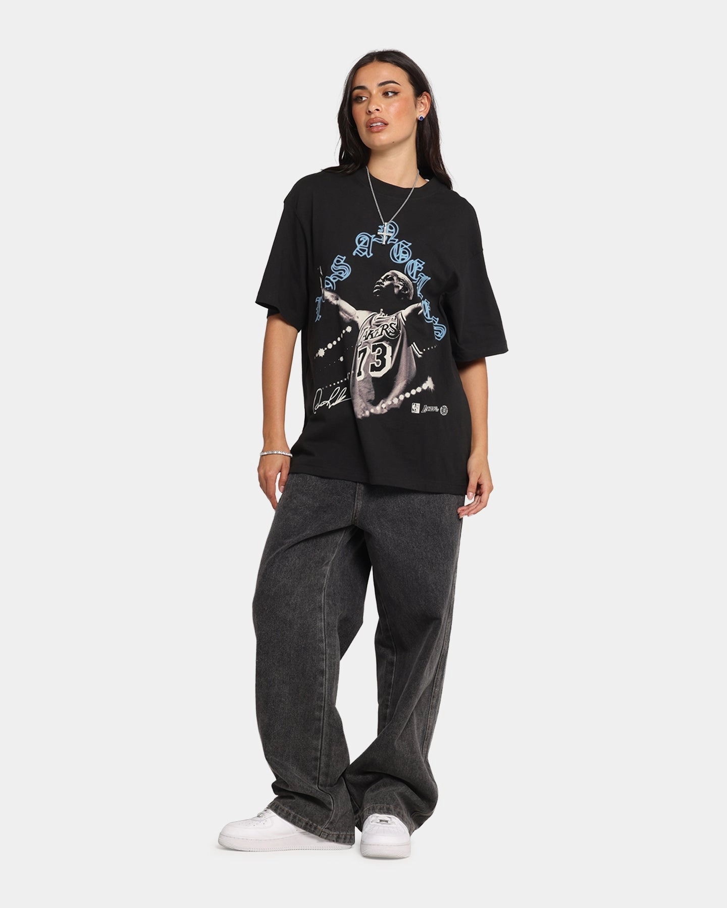 Travel Fashion Casual Chic Wear Mitchell & Ness Los Angeles Lakers Dennis Rodman Xray Glow T-Shirt Black