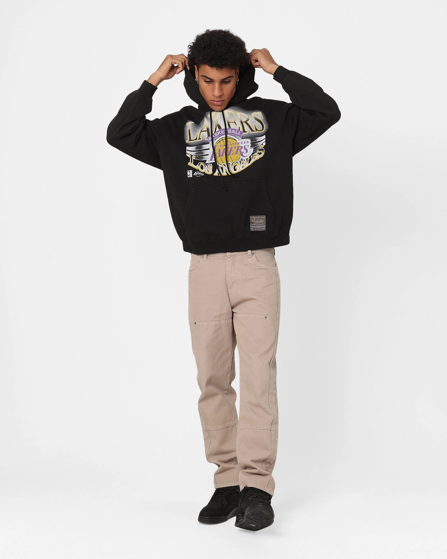 Quick Fit Mitchell & Ness Los Angeles Lakers Glow Arch Hoodie Faded Black