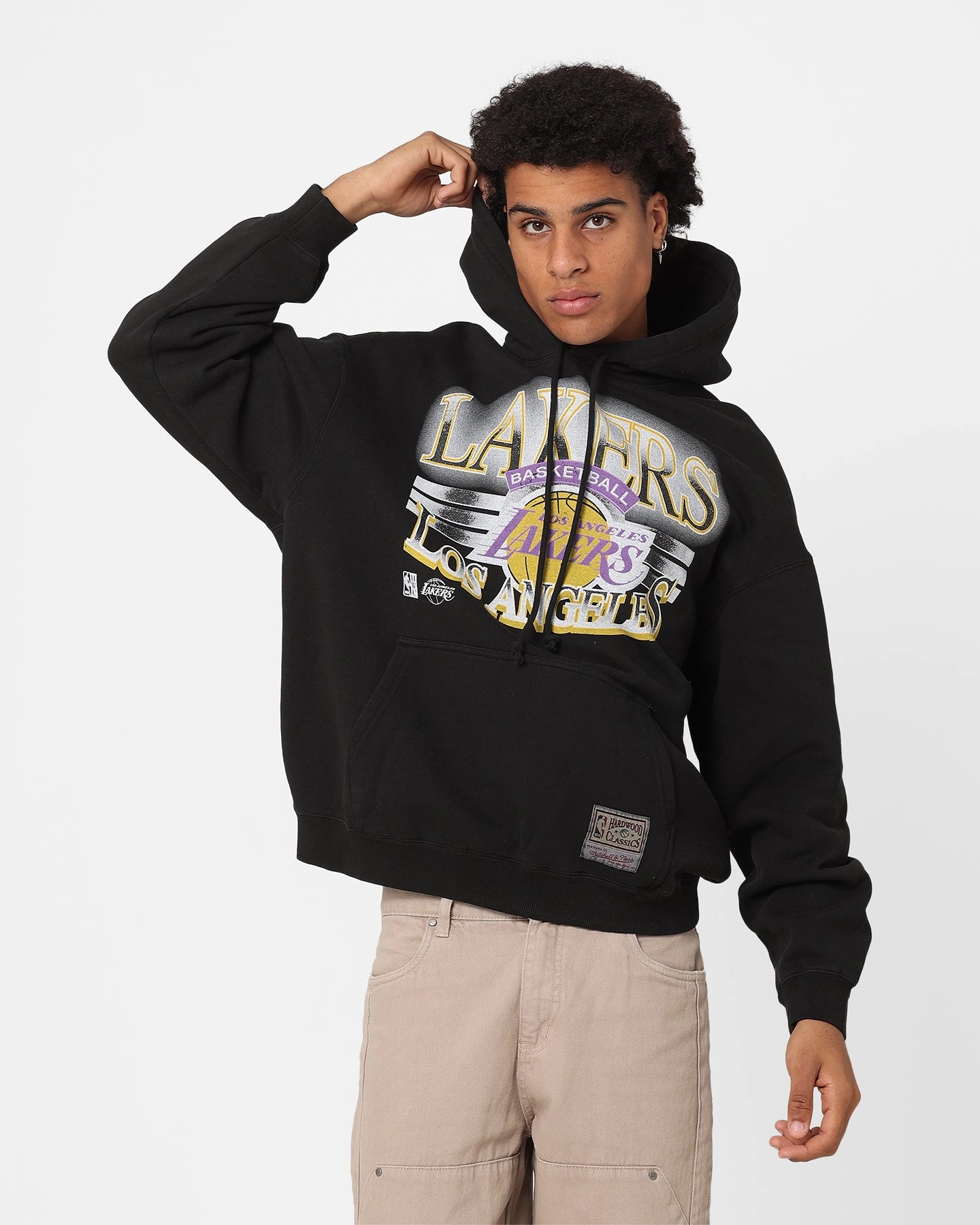 Mitchell & Ness Los Angeles Lakers Glow Arch Hoodie Faded Black Sports Jacket