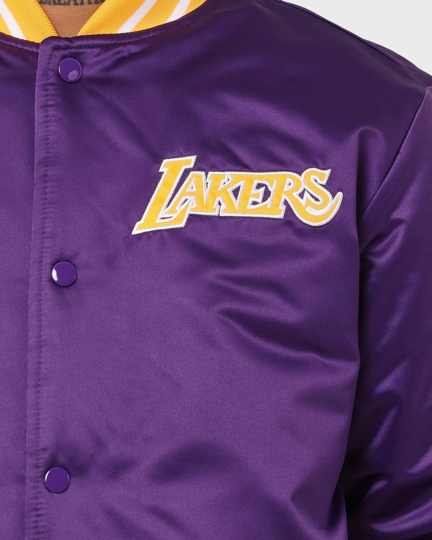 Fast Fit Prize Mitchell & Ness Los Angeles Lakers Heavyweight Satin Jacket Purple