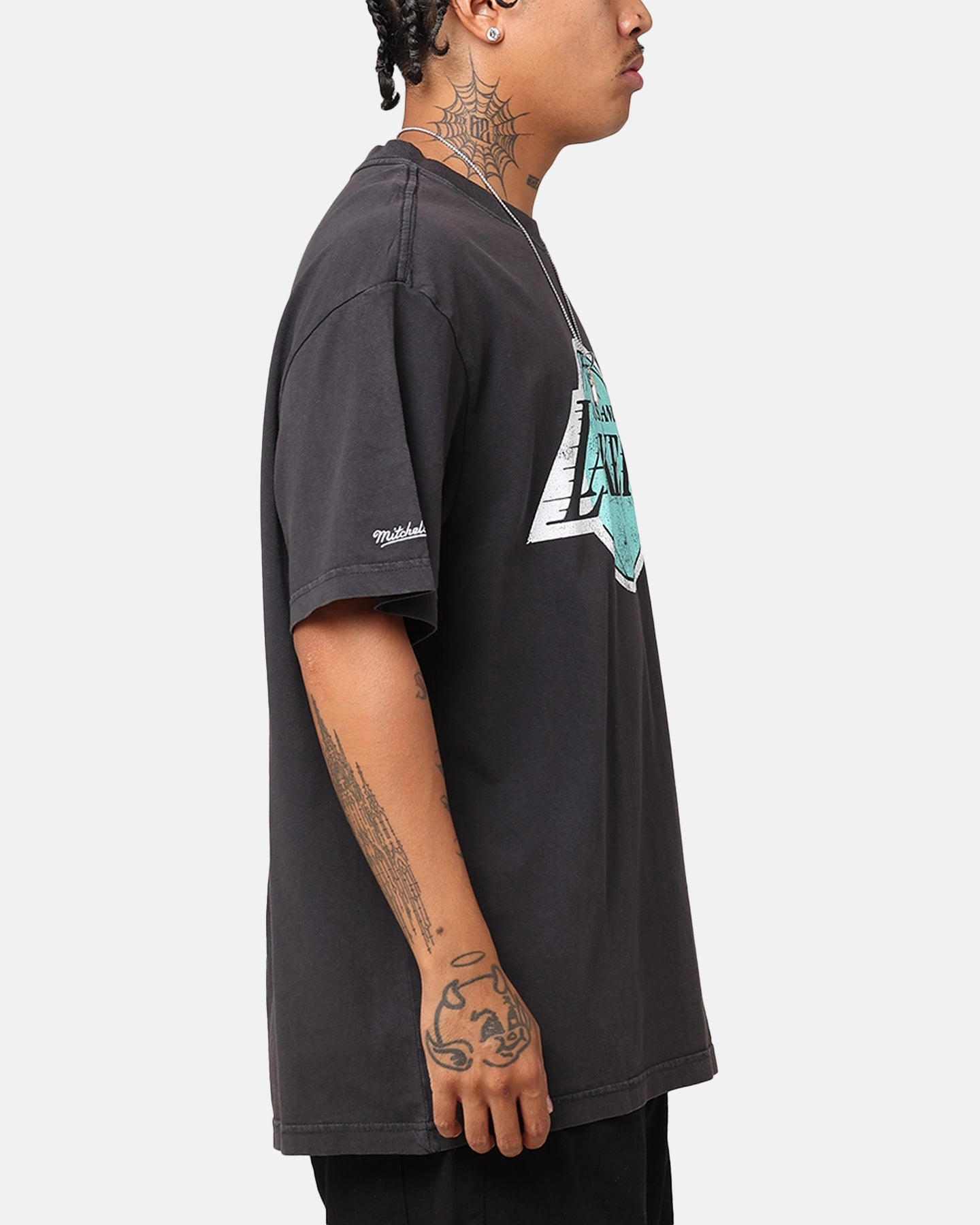 UV Protection Fabric Mitchell & Ness Los Angeles Lakers Ice Blue Logo T-Shirt Faded Black