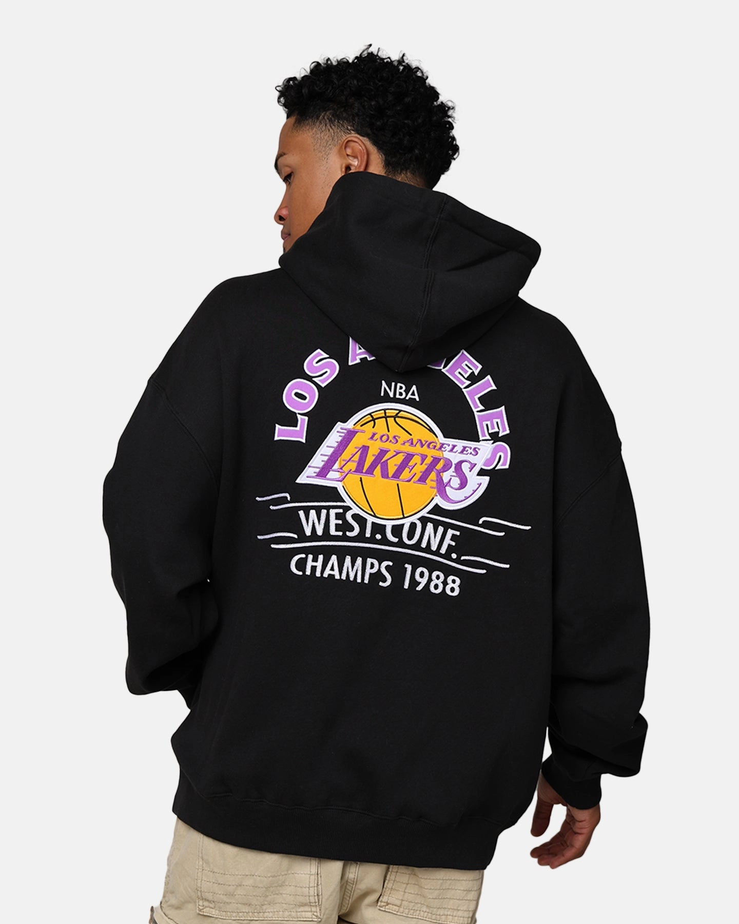 Zippered Closure Mitchell & Ness Los Angeles Lakers Letterman Hoodie Black