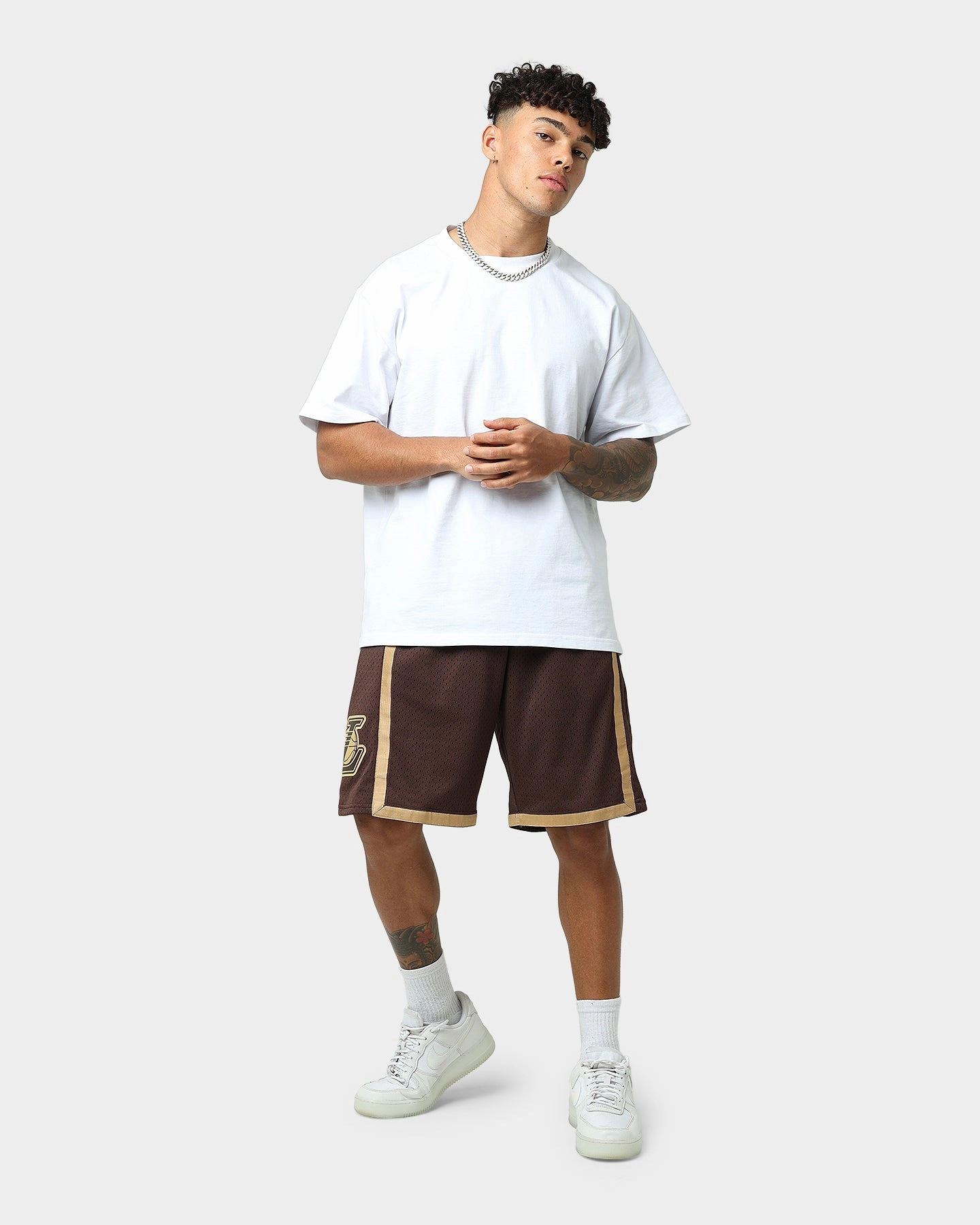 Mitchell & Ness Los Angeles Lakers Lux Brown Swingman Shorts Baroque Brown Reinforced Gusset Playful Look
