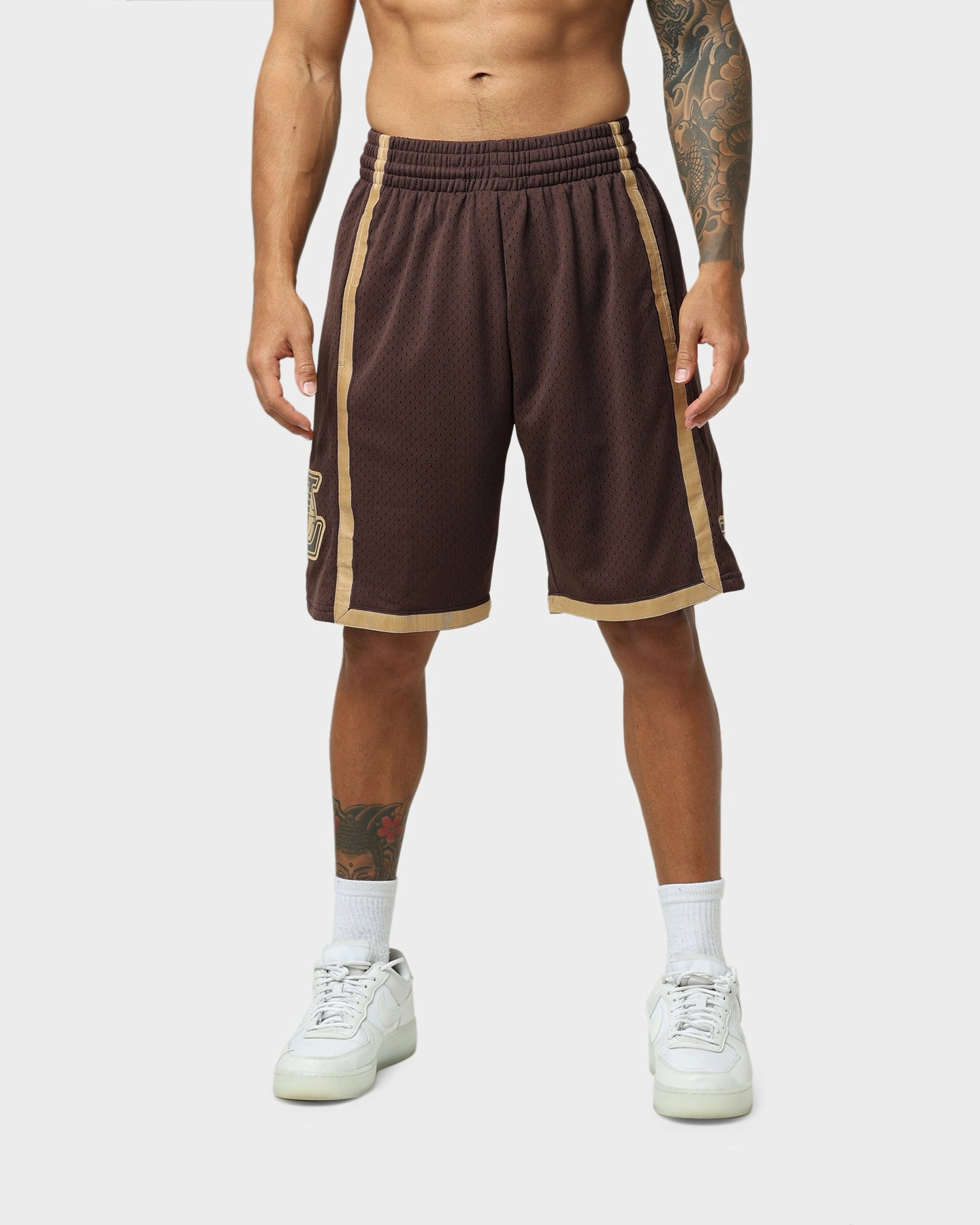 Mitchell & Ness Los Angeles Lakers Lux Brown Swingman Shorts Baroque Brown AdjustableDrawstring