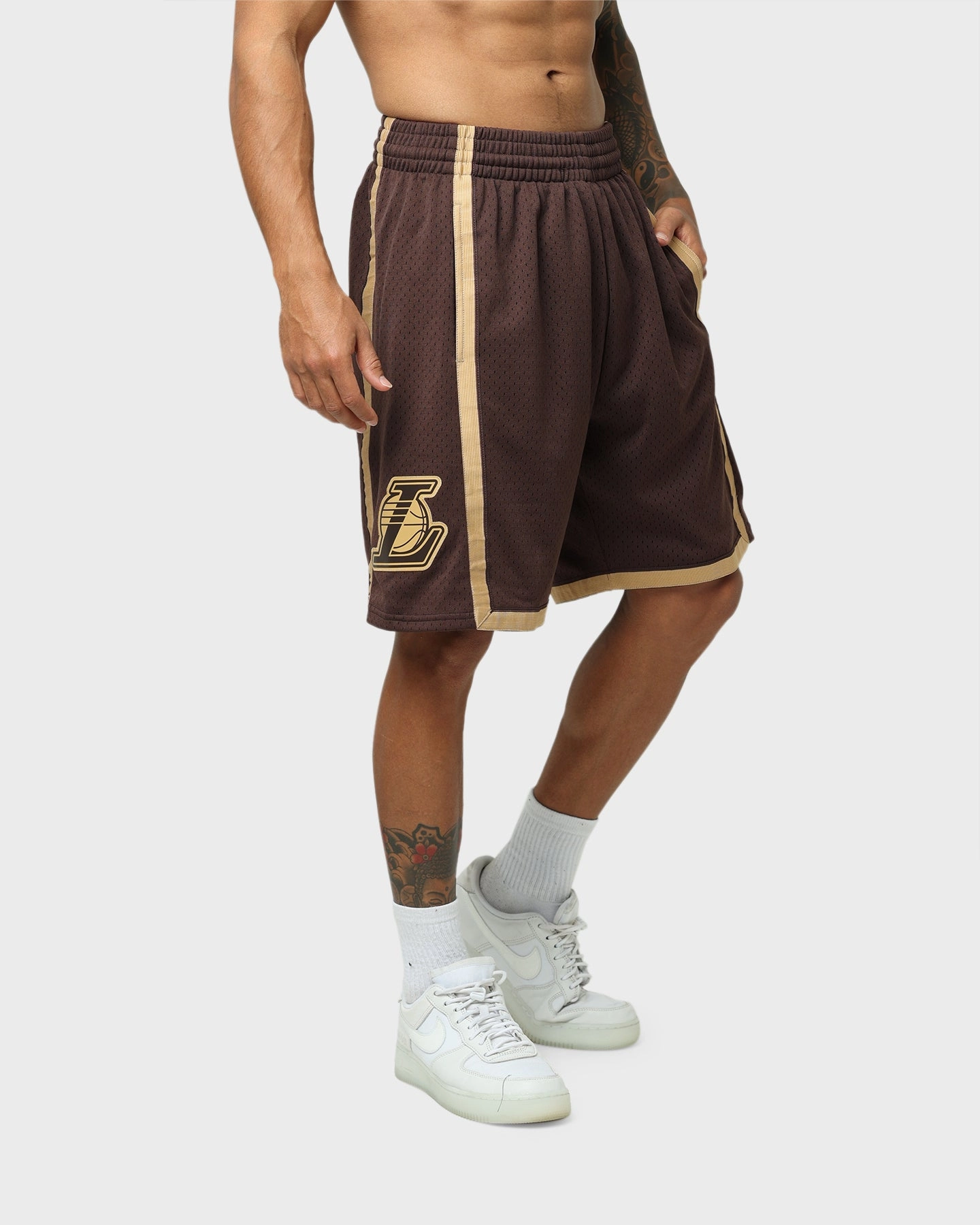 Mood Wear Mitchell & Ness Los Angeles Lakers Lux Brown Swingman Shorts Baroque Brown