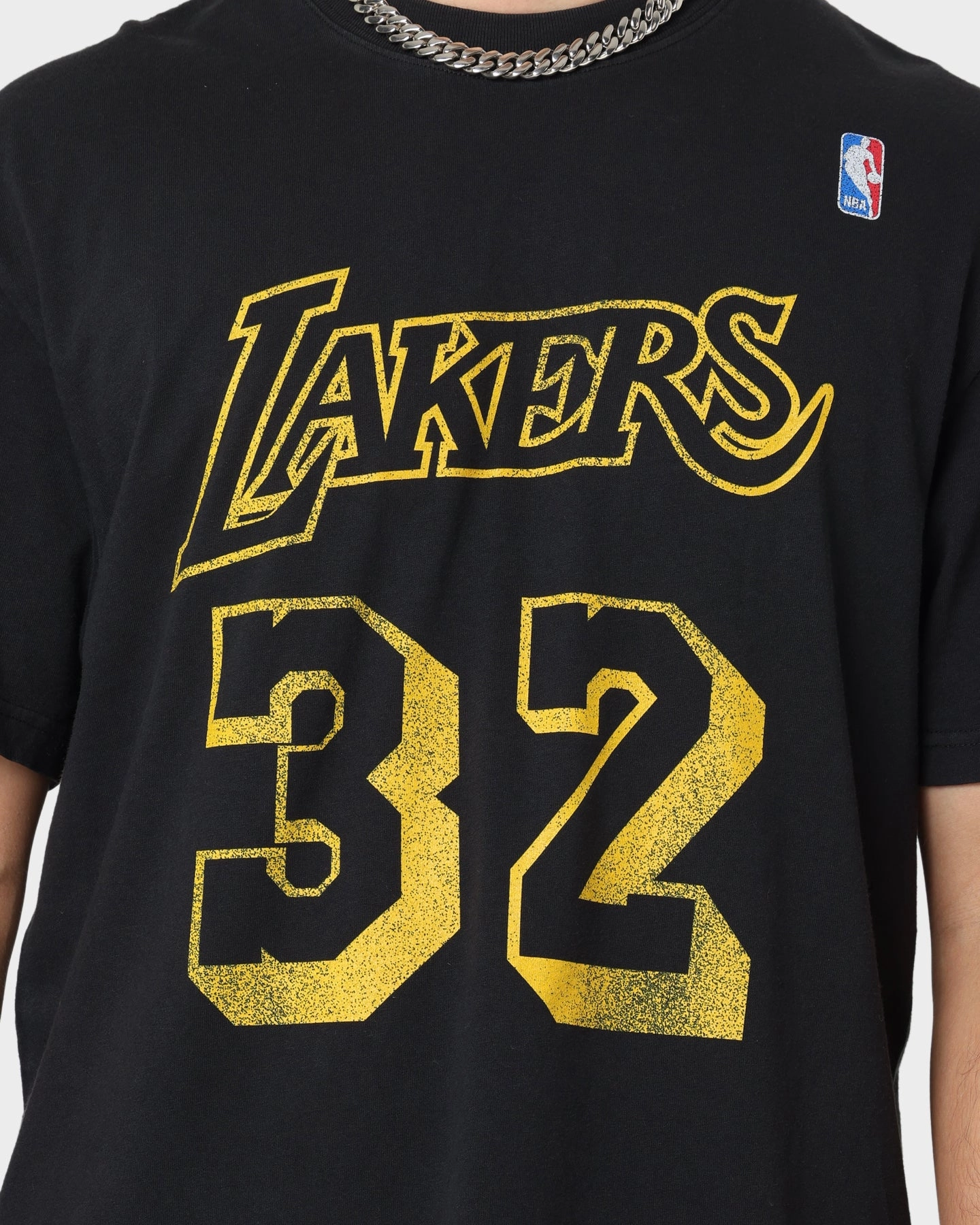 Garment Dyed Finish Mitchell & Ness Los Angeles Lakers Magic Johnson #32 N&N Vintage T-Shirt Faded Black