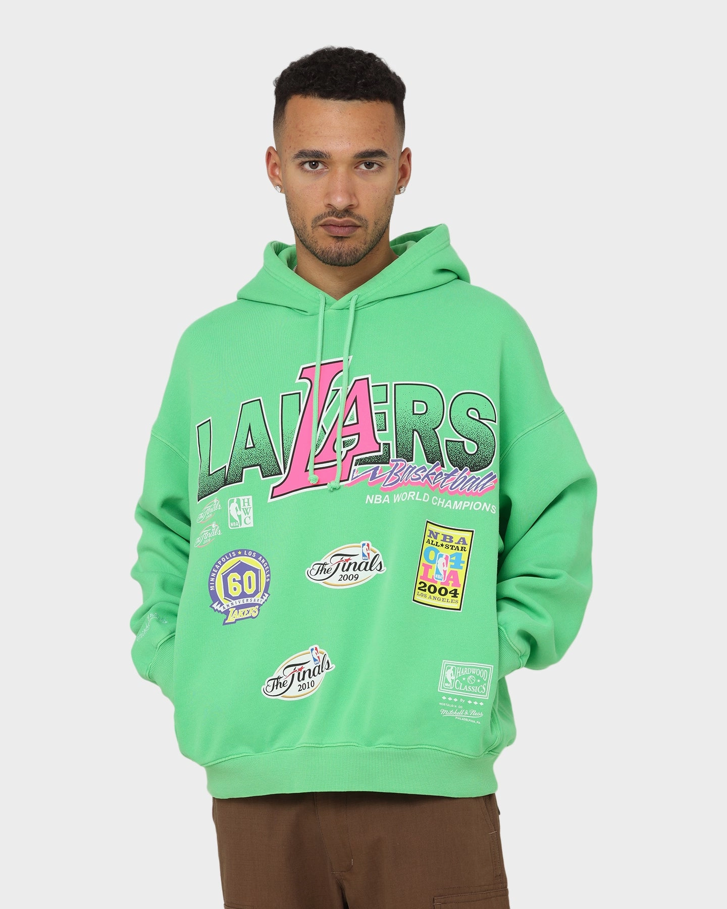 Pocket-square Mitchell & Ness Los Angeles Lakers Neon Champs Hoodie Neon Green