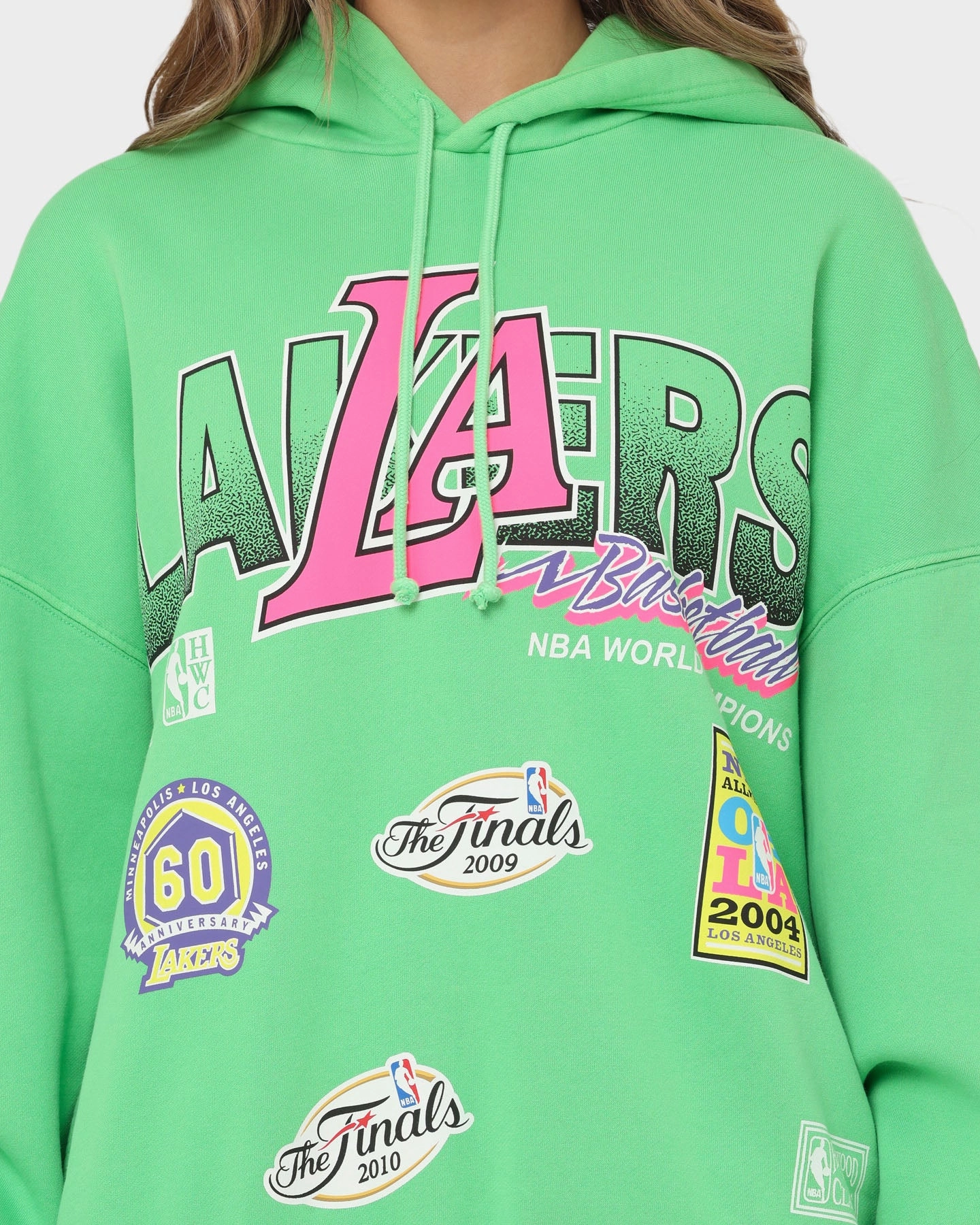 Feel Mitchell & Ness Los Angeles Lakers Neon Champs Hoodie Neon Green