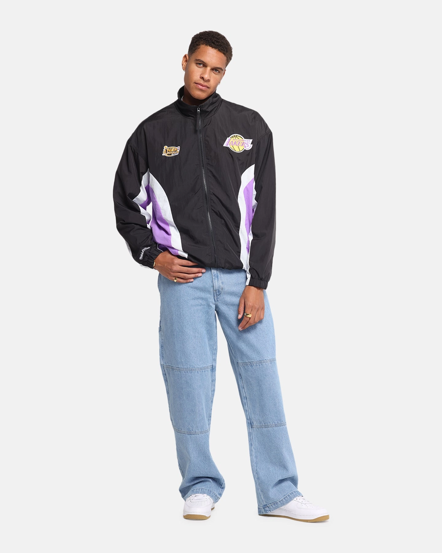 Mitchell & Ness Los Angeles Lakers Nylon Track Jacket Black/Purple Warm Thinsulate