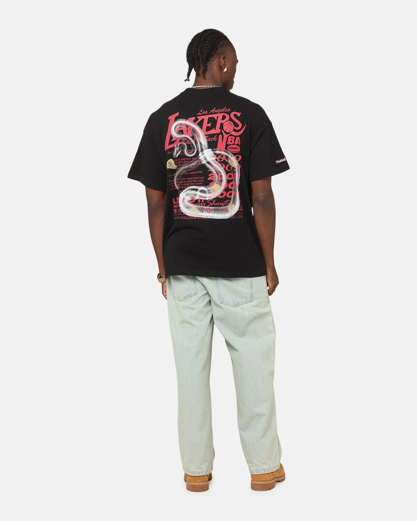 Ethically Sourced Cotton Easy-Going Style Mitchell & Ness Los Angeles Lakers Radiograph Gold Rings T-Shirt Faded Black