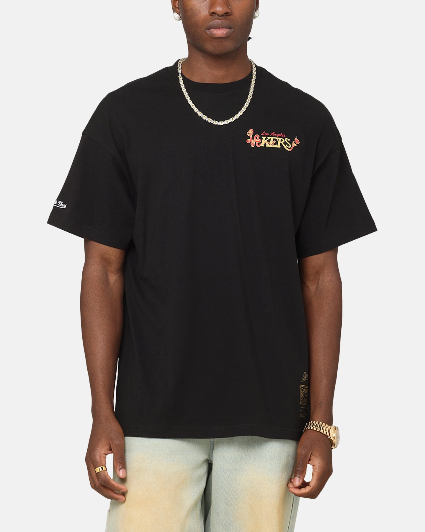 Durable Construction Mitchell & Ness Los Angeles Lakers Radiograph Gold Rings T-Shirt Faded Black