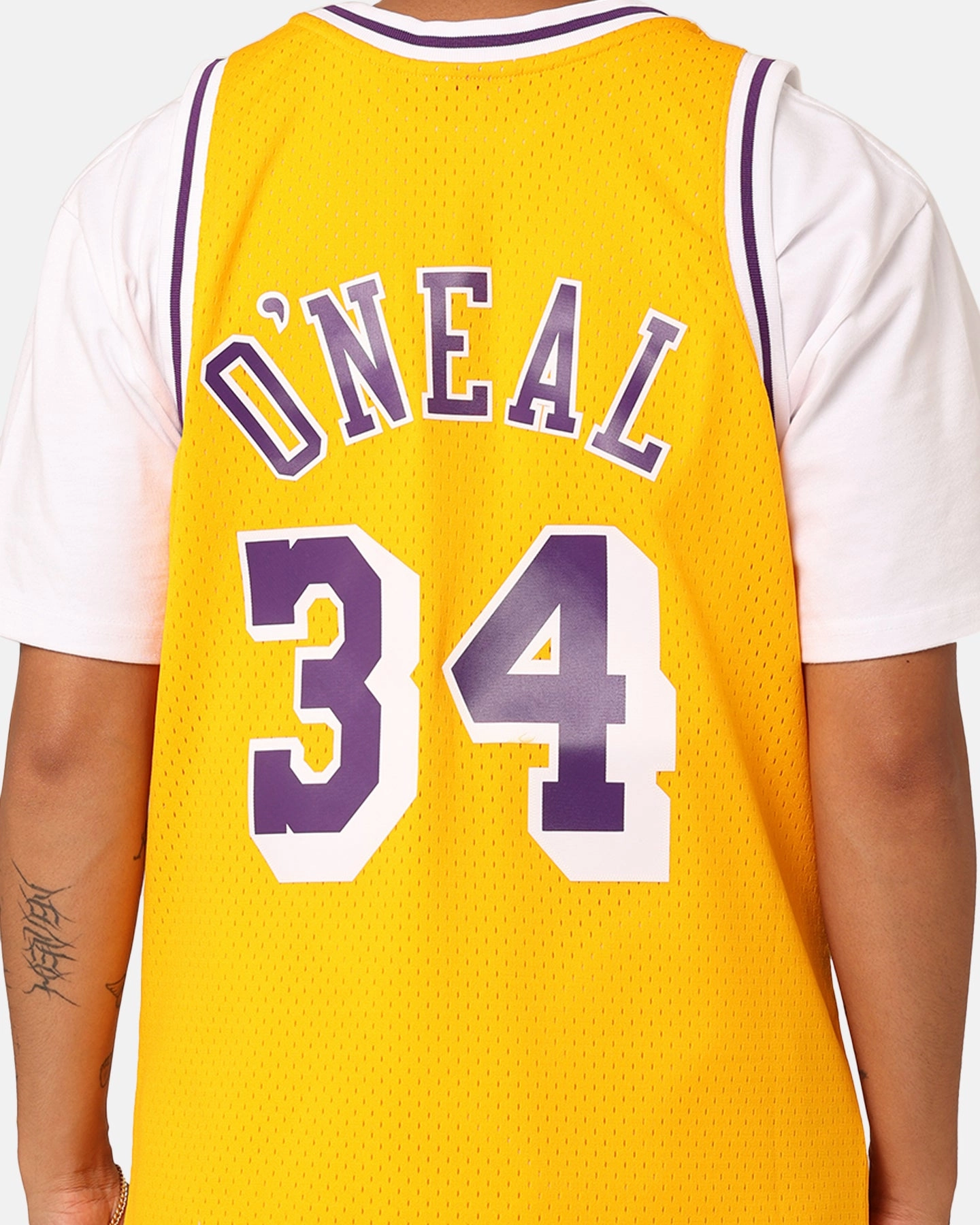 Mitchell & Ness Los Angeles Lakers Shaquille O'Neal '96-'97 #34 Swingman Jersey Yellow Breathable activewear Multi Directional Breathability