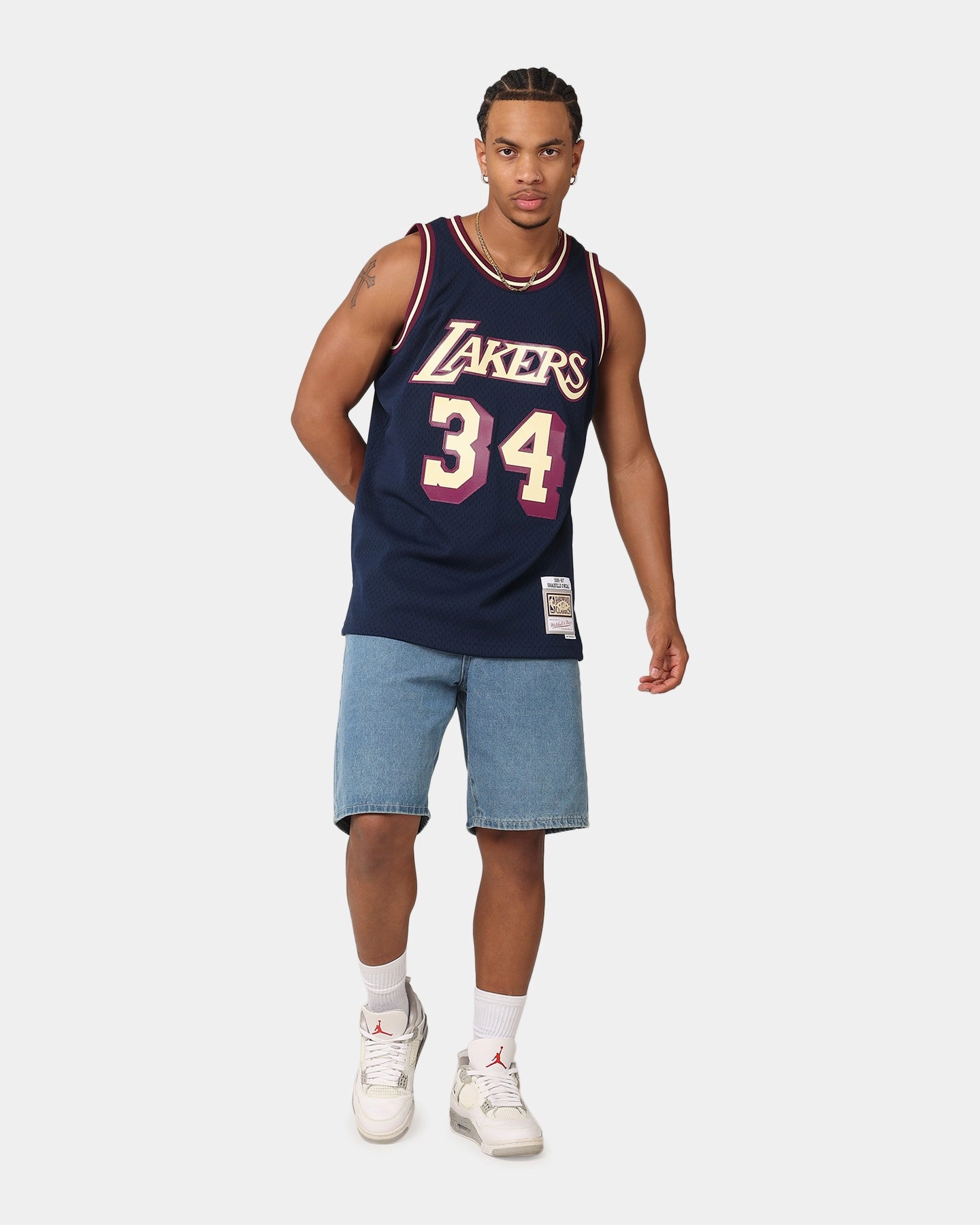 Reflective accents Comfort-Based Gear Mitchell & Ness Los Angeles Lakers Shaquille O'Neal 'Acai' 1996 Swing Jersey Navy