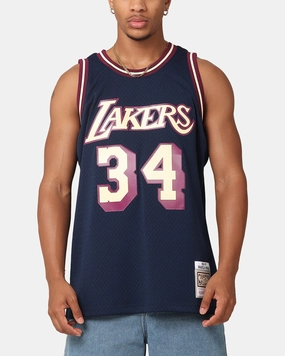 Mitchell & Ness Los Angeles Lakers Shaquille O'Neal 'Acai' 1996 Swing Jersey Navy Wind Resistant Barrier