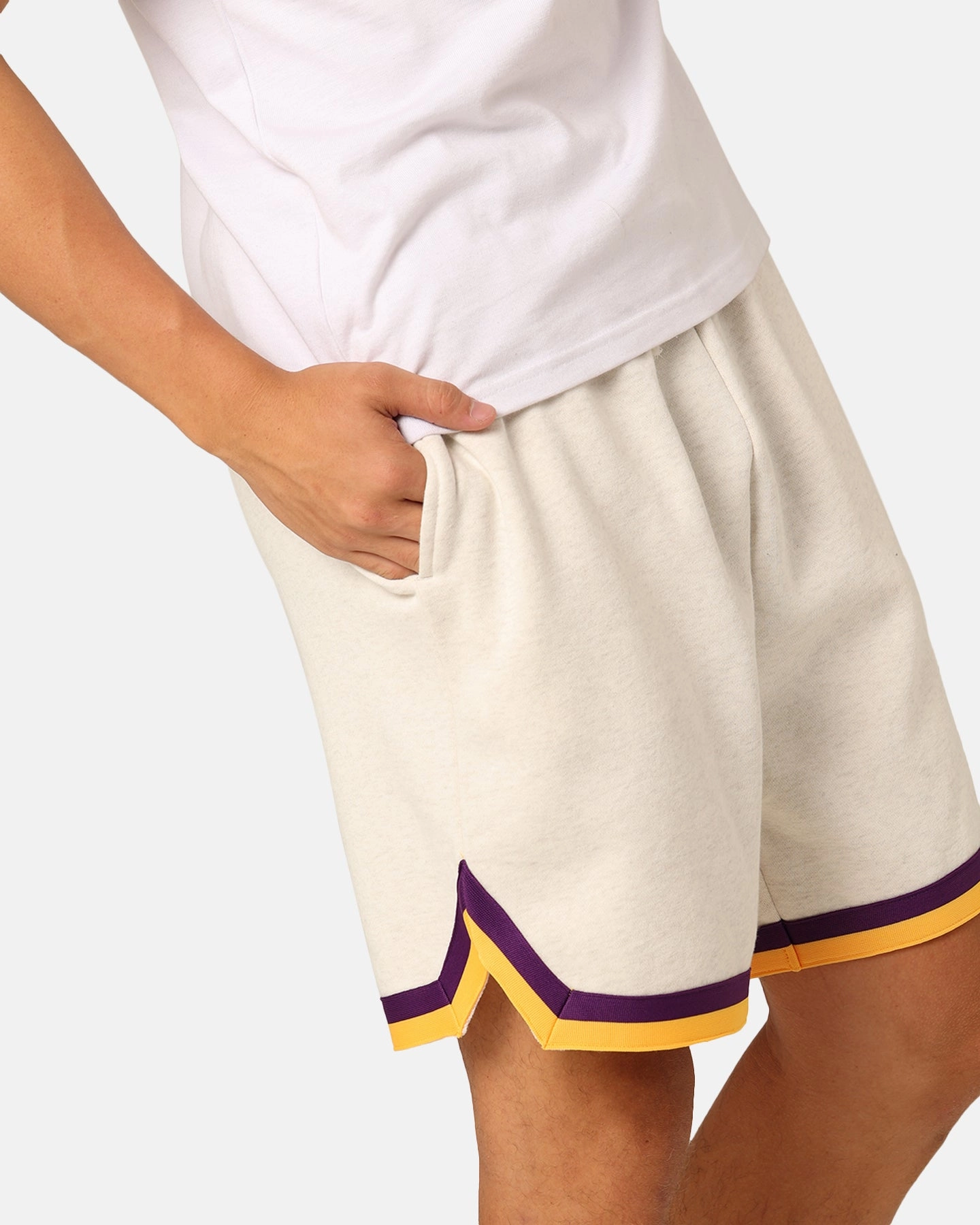 Fitness Enthusiast Swimwear Mitchell & Ness Los Angeles Lakers Shooting Shorts White Marle
