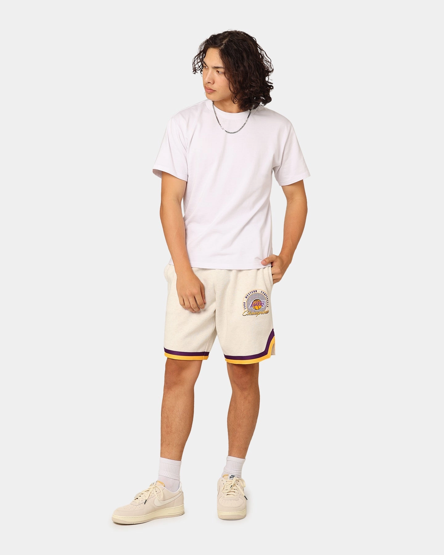 Practical Wear Mitchell & Ness Los Angeles Lakers Shooting Shorts White Marle