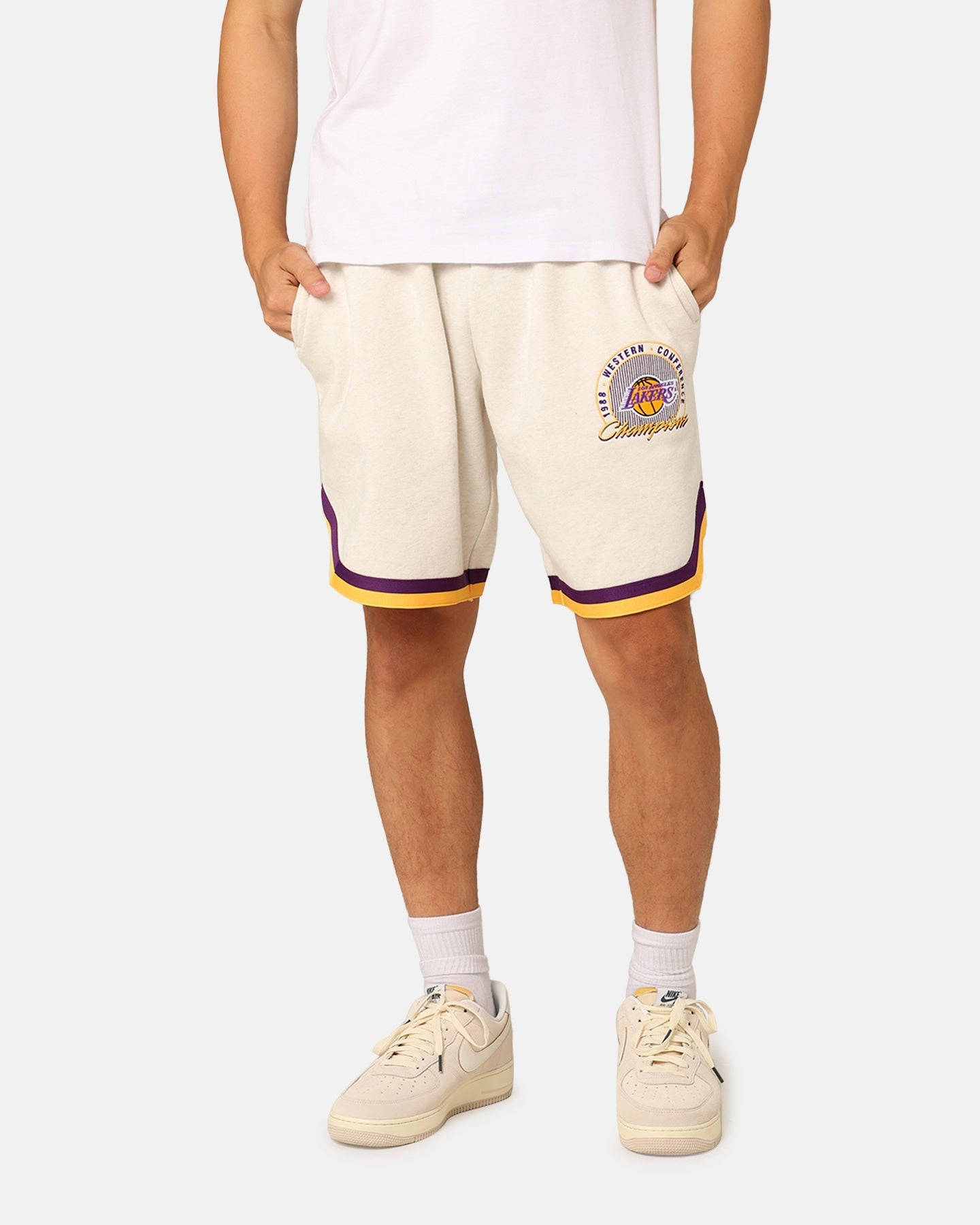 Mitchell & Ness Los Angeles Lakers Shooting Shorts White Marle easy-care item