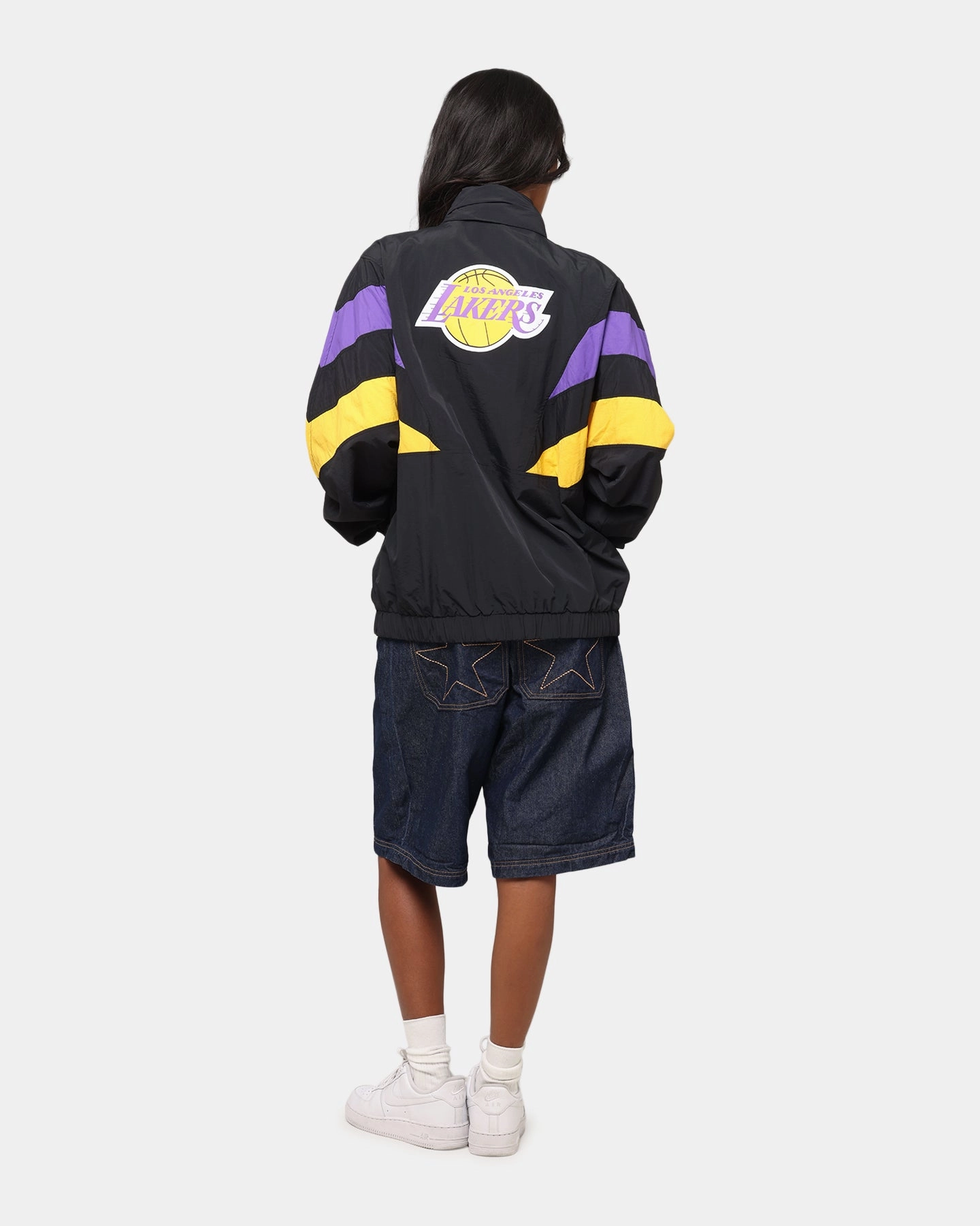 Mitchell & Ness Los Angeles Lakers Spray Jacket Black/Purple/Yellow Zippered Closure