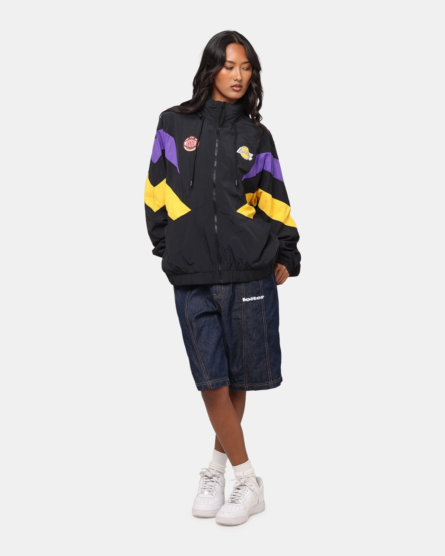 Mitchell & Ness Los Angeles Lakers Spray Jacket Black/Purple/Yellow Bonded seams Belted