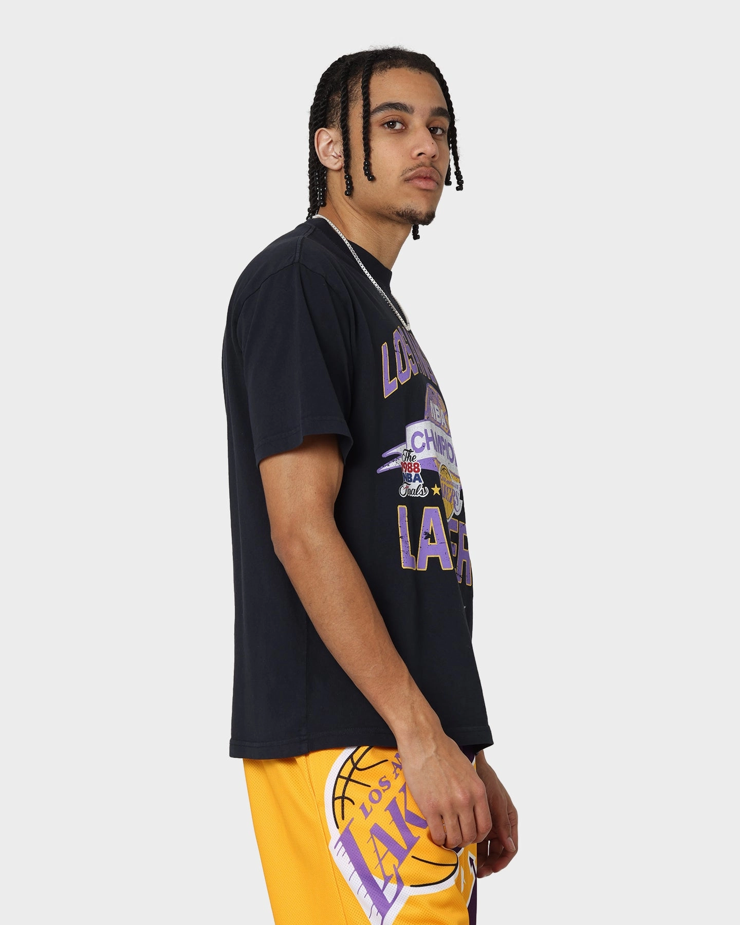 Seasonal top Comfortable And Versatile Mitchell & Ness Los Angeles Lakers Team History Vintage T-Shirt Faded Black
