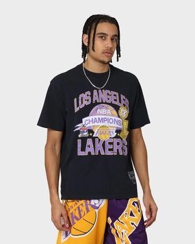 Mitchell & Ness Los Angeles Lakers Team History Vintage T-Shirt Faded Black MultiPly Fabric