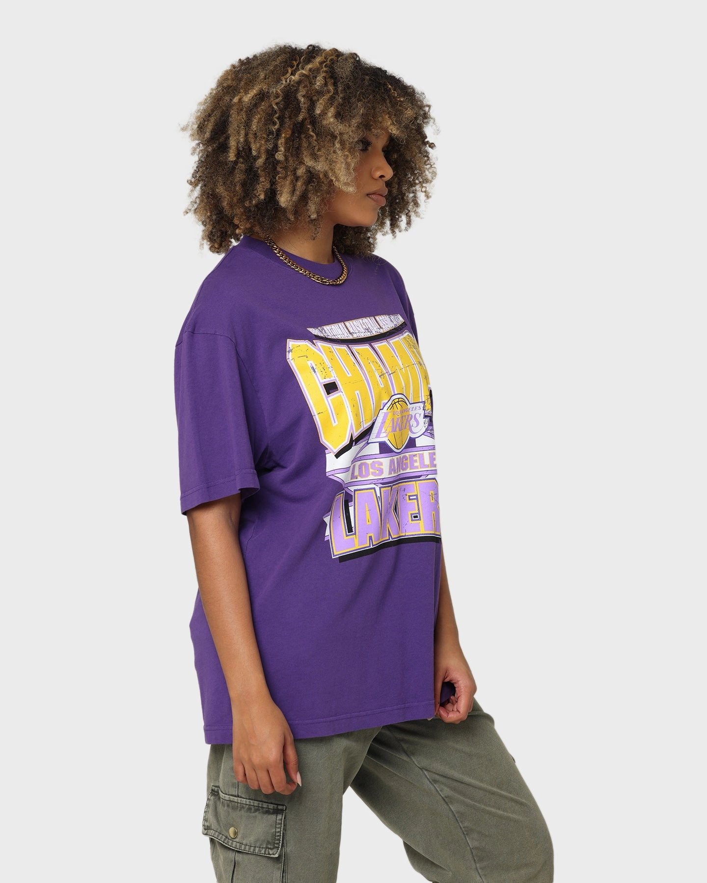 Casual Vibes Lightweight Layer Mitchell & Ness Los Angeles Lakers Vintage Champs T-Shirt Faded Purple