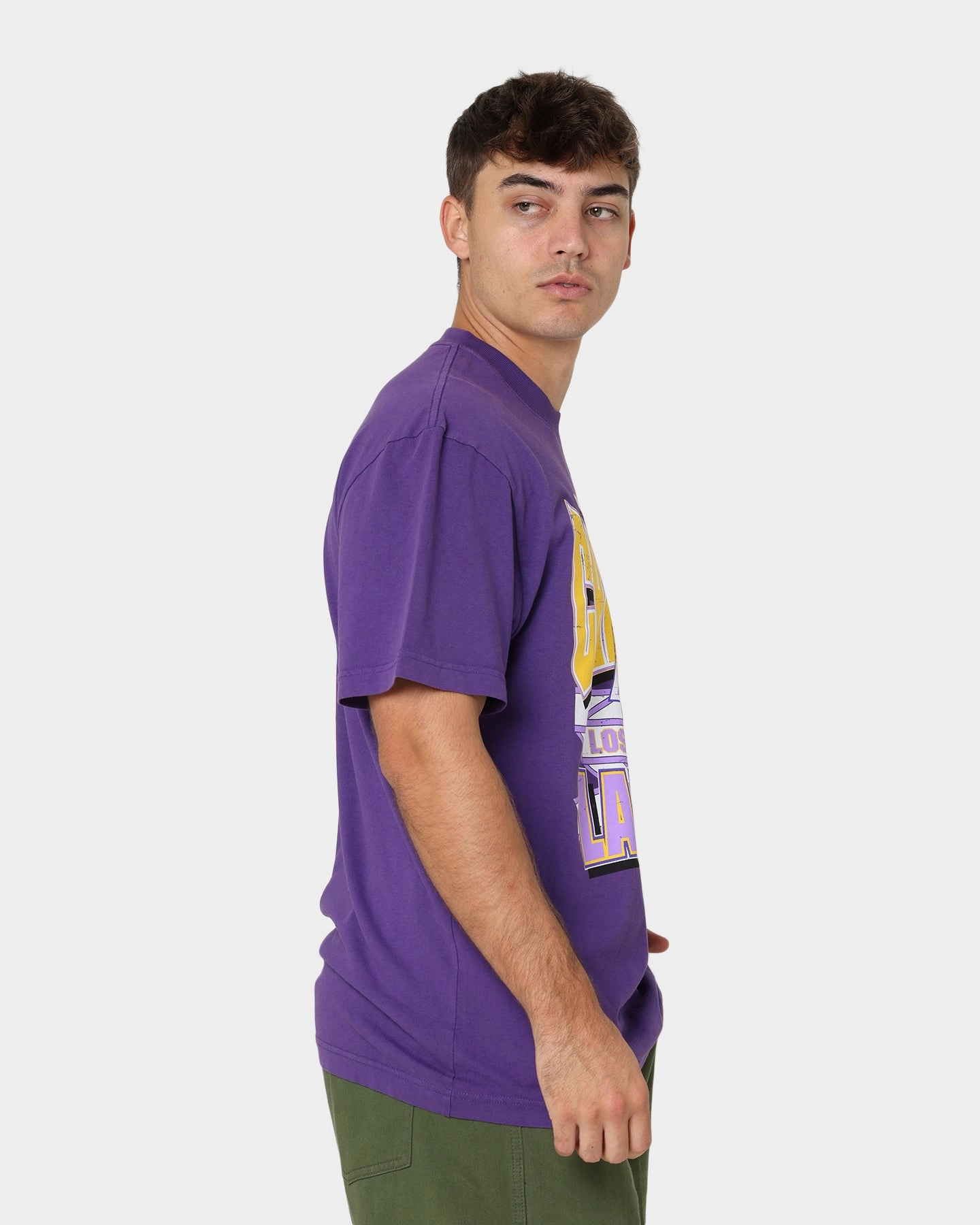 Mitchell & Ness Los Angeles Lakers Vintage Champs T-Shirt Faded Purple Minimalist Stitching