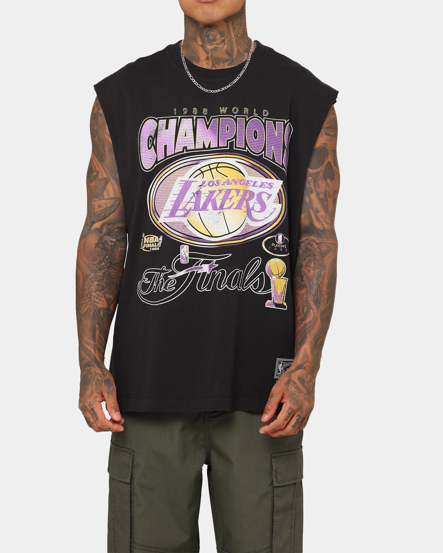 Perfect Style Everyday Trend Mitchell & Ness Los Angeles Lakers Vintage Muscle T-Shirt Faded Black