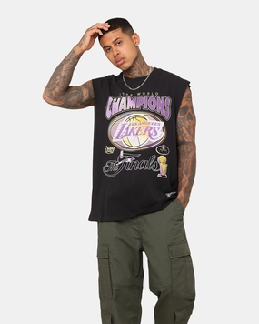 Mitchell & Ness Los Angeles Lakers Vintage Muscle T-Shirt Faded Black Active Comfort Wear Fashionable Option