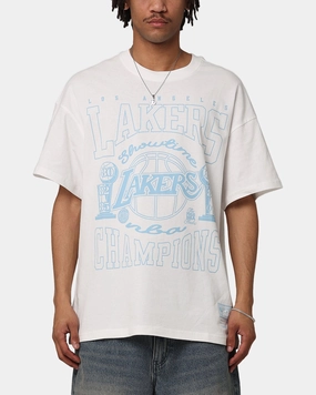 Mitchell & Ness Los Angeles Lakers World Champions T-Shirt Vintage White Comfy All-Day Flatlock stitching
