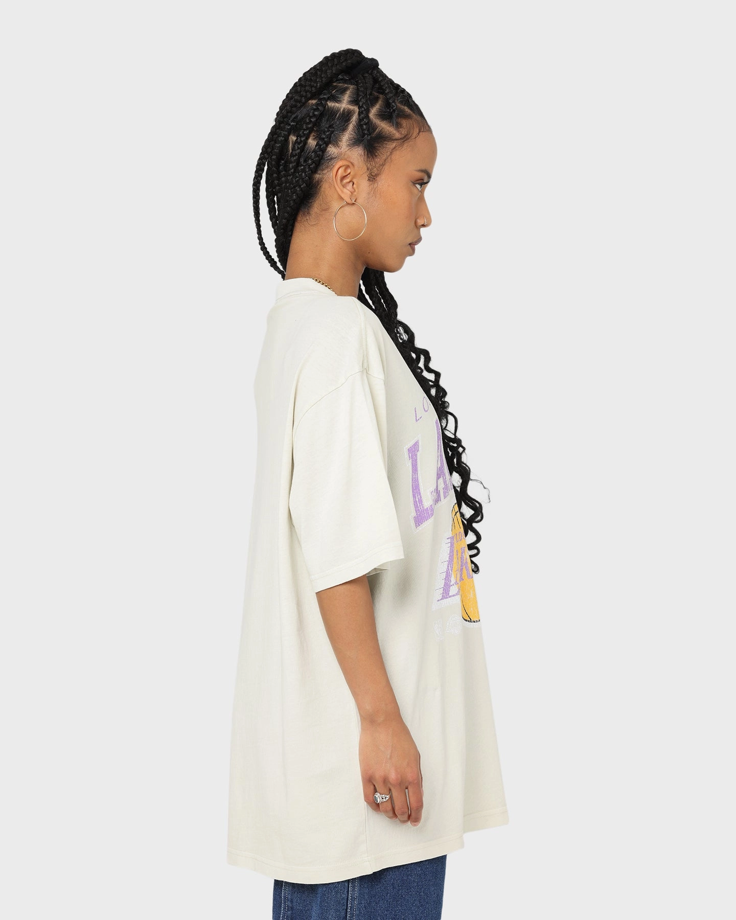 Street Trend Look Work efficiency Mitchell & Ness Los Angeles Lakers XL Arch Vintage T-Shirt Faded Khaki