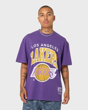 Mitchell & Ness Los Angeles Lakers XL Arch Vintage T-Shirt Faded Purple Sporty and Cool Playful Vibes