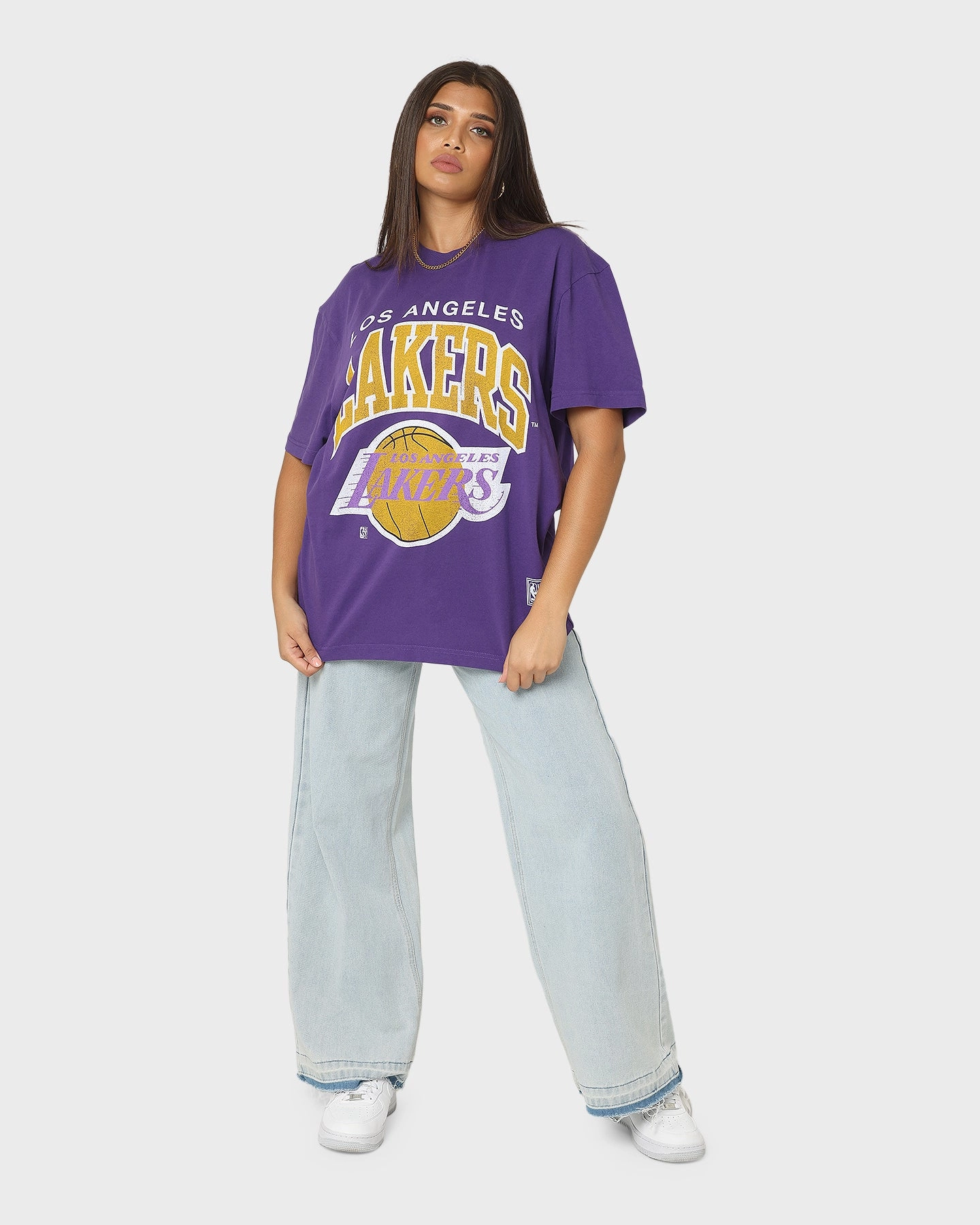 Chic and Soft Mitchell & Ness Los Angeles Lakers XL Arch Vintage T-Shirt Faded Purple