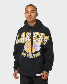 Mitchell & Ness Los Angeles Lakers XL Invert Arch Vintage Hoodie Faded Black Compact Packability