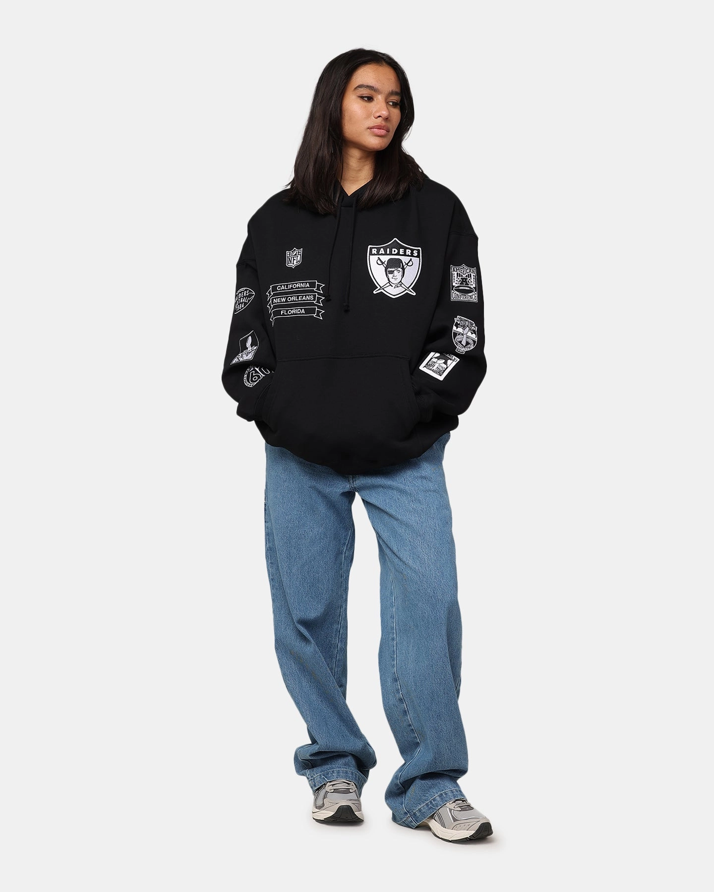 Layered Protection Jump Mitchell & Ness Los Angeles Raiders History Hoodie Faded Black