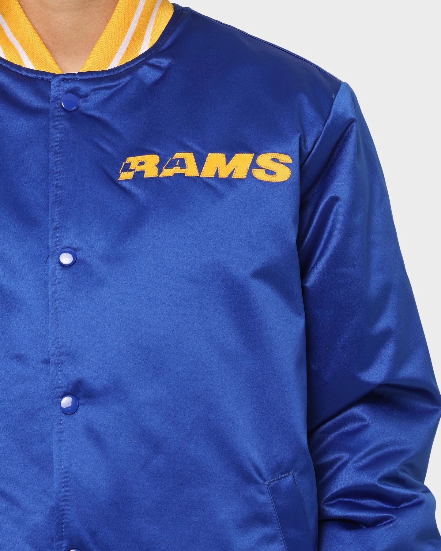 All weather Receipt Mitchell & Ness Los Angeles Rams Heavyweight Satin Jacket Royal