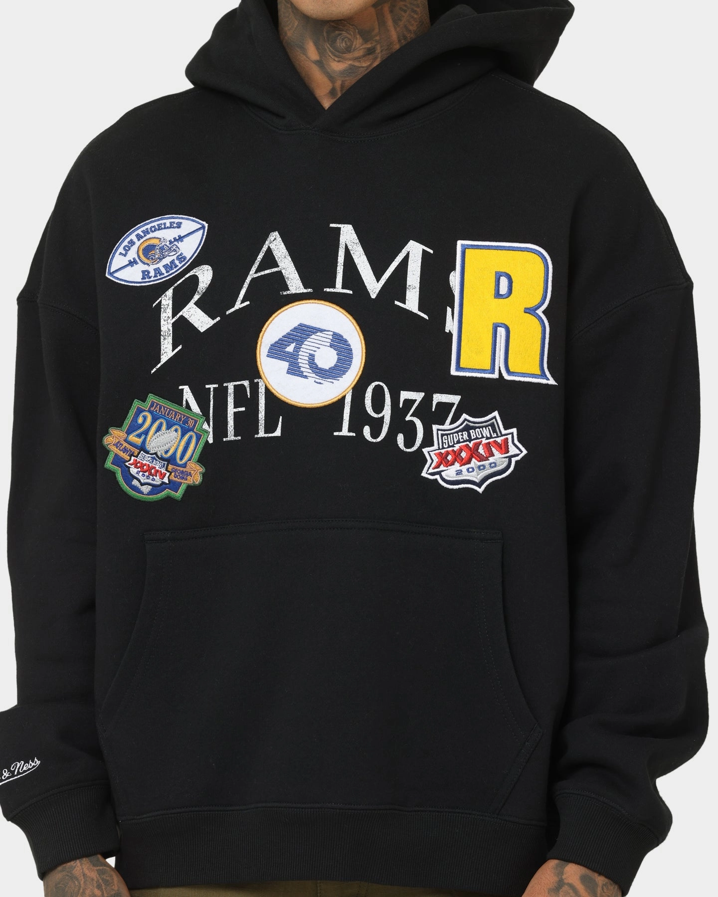 FlexibleMovement Mitchell & Ness Los Angeles Rams Touchline Hoodie Faded Black