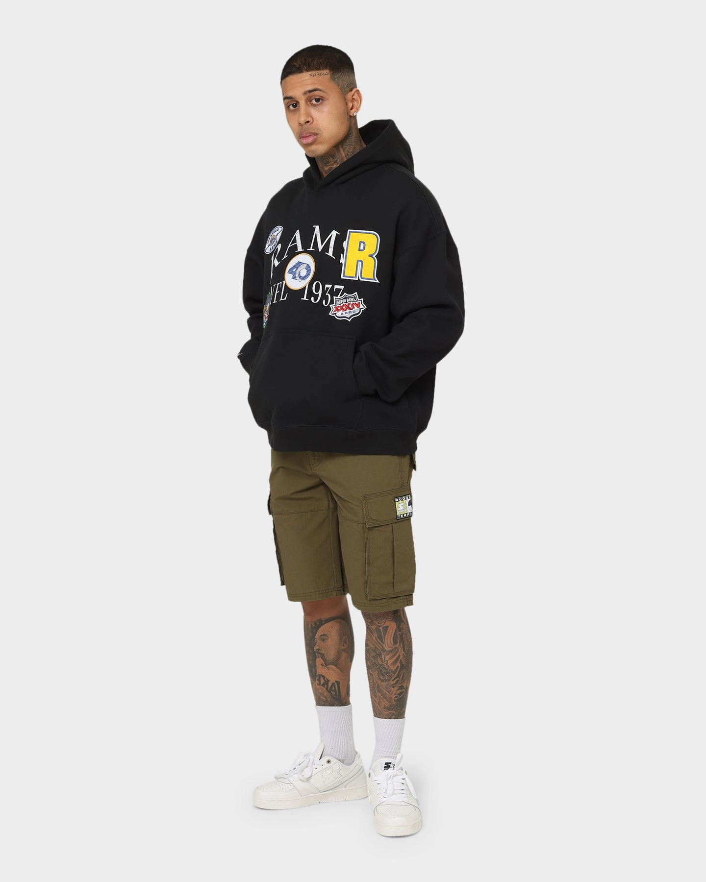 Outdoor Adventure Gear Party use Mitchell & Ness Los Angeles Rams Touchline Hoodie Faded Black