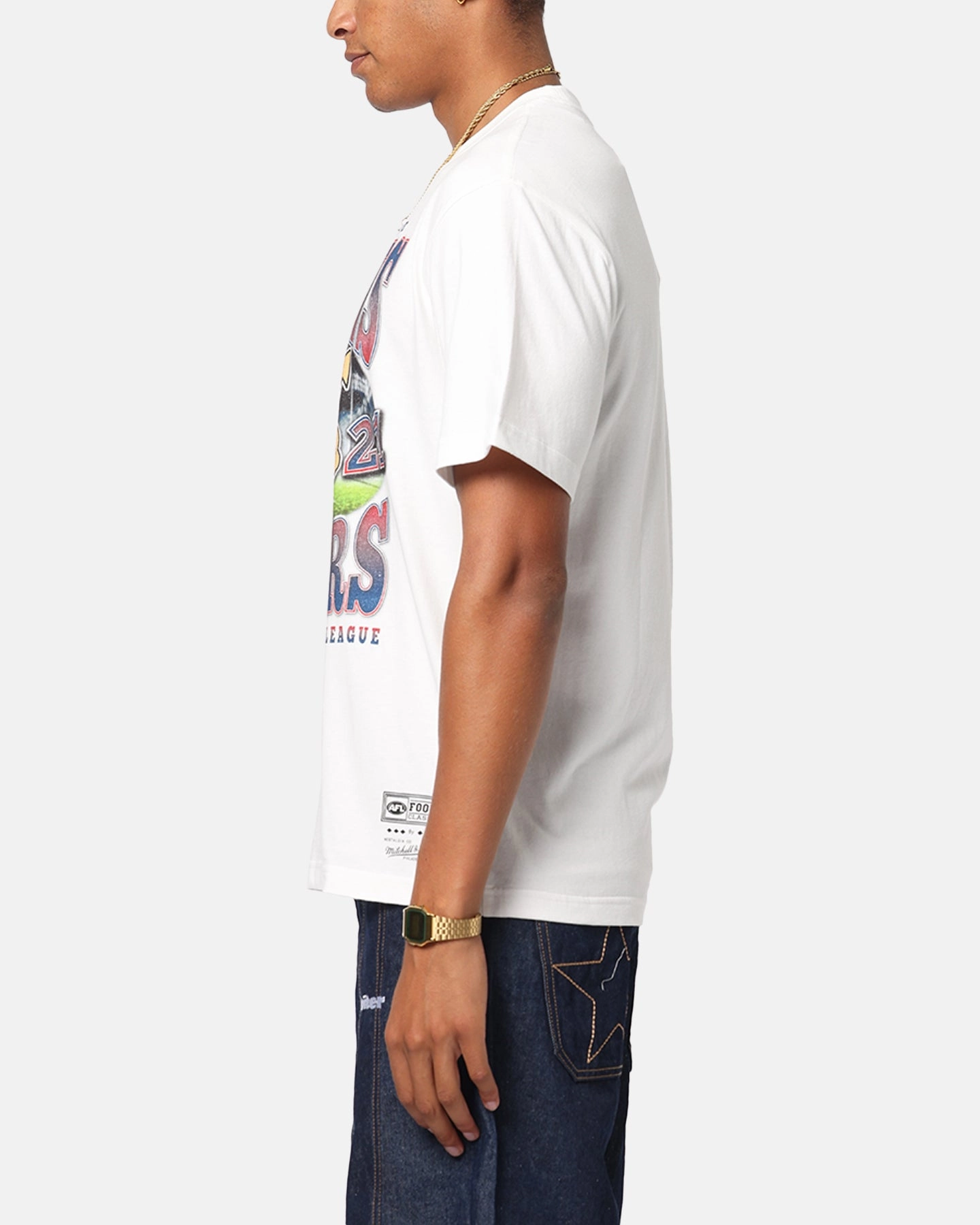 TexturedWeavePattern Fresh Outfit Mitchell & Ness Melbourne Demons Mascot T-Shirt Vintage White